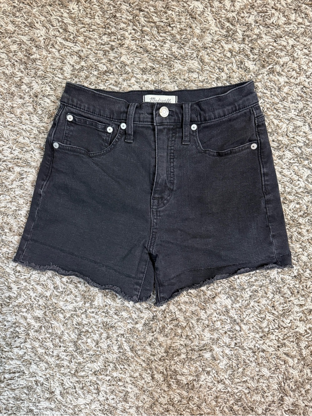 Madewell High Rise "Lunar" Wash Black Denim Shorts Size 24
